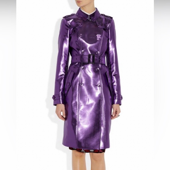 Burberry Prorsum Purple Metallic Trench Coat Runway Collection SUPER RARE 42/ L - Picture 11 of 15